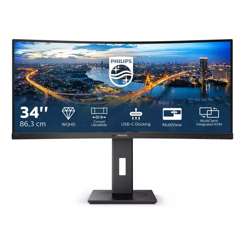 Philips B Line 346B1C/00 Computer Monitor 86,4 cm (34 Zoll) 3440 x 1440 Pixel Quad HD LCD Schwarz