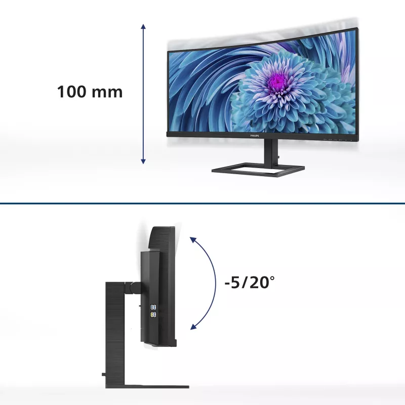 Philips E Line 346E2CUAE/00 Computer Monitor 86,4 cm (34 Zoll) 3440 x 1440 Pixel Wide Quad HD+ LCD Schwarz