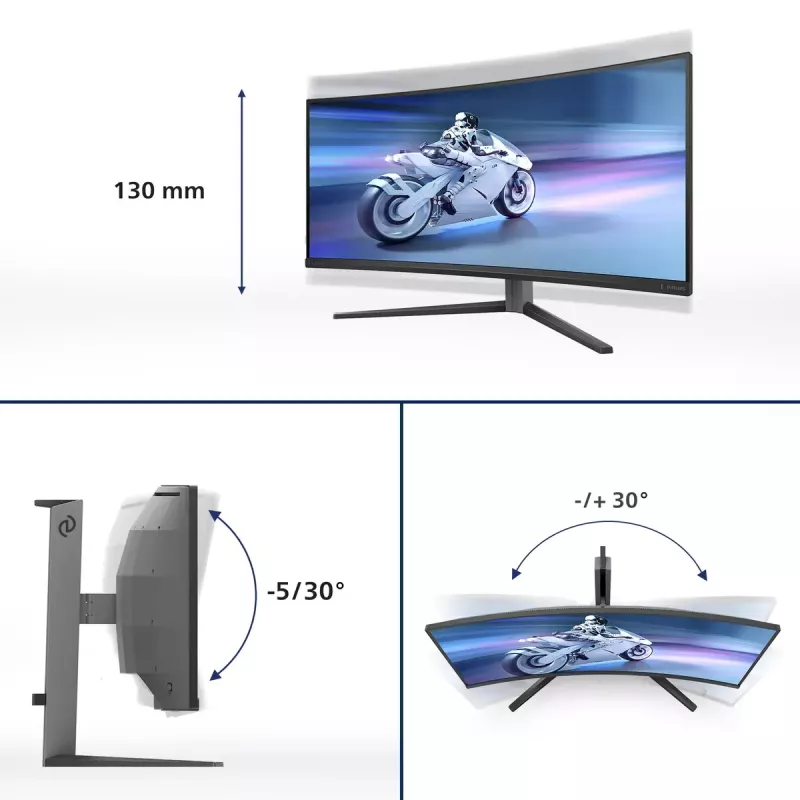 Philips Evnia 34M2C6500/00 Computer-Monitor 86,4 cm (34 Zoll) 3440 x 1440 Pixel Wide Quad HD QD-OLED Grau