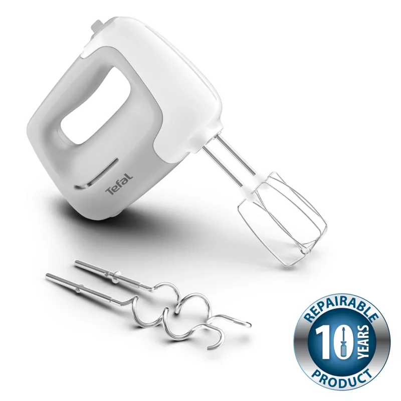 Handmixer Tefal Prep'Mix HT450B — 450 W, 5 Geschwindigkeiten, Turbo, Metallrührbesen, weiß