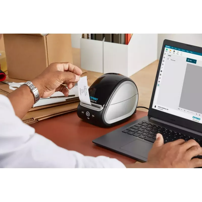 DYMO LabelWriter 550 Etikettendrucker | Etikettenhersteller mit Thermodirektdruck | Automatische Etikettenerkennung | Druckt Adressetiketten, Versandetiketten, Barcode-Etiketten & mehr | EU 2-poliger Stecker