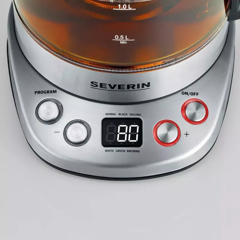 Elektrischer Wasserkocher SEVERIN WK 3480 — 1,7 L Fassungsvermögen, 3000 W, weiß, Gehäuse aus Glas/Kunststoff/Edelstahl