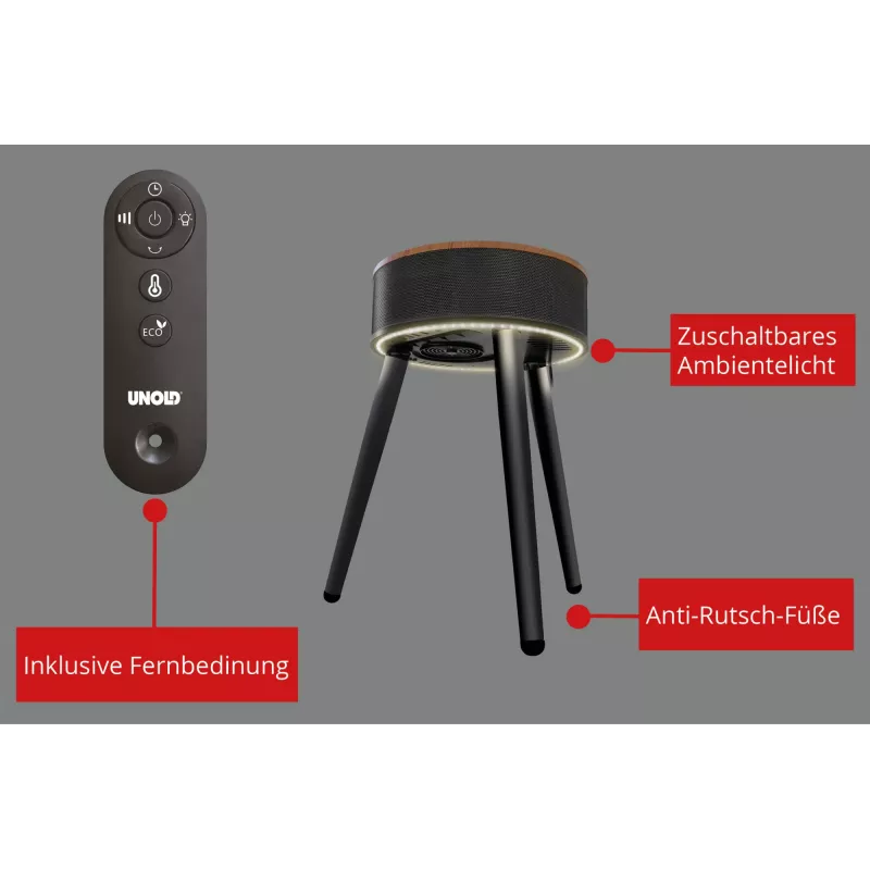 Unold 86545 elektrische Raumheizung Innenbereich Schwarz, Holz Ventilator elektrische Raumheizung