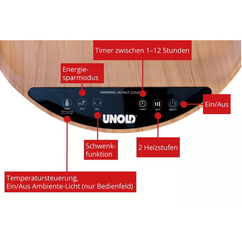 Unold 86545 elektrische Raumheizung Innenbereich Schwarz, Holz Ventilator elektrische Raumheizung