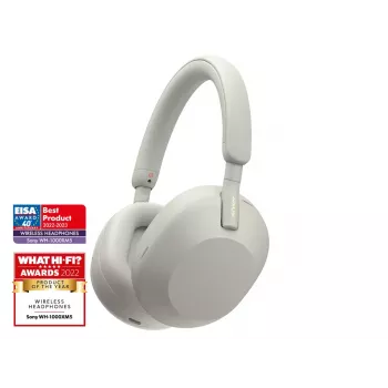 Sony WH-1000XM5 Headset Kabelgebunden & Kabellos Kopfband Telefonate/Musik Bluetooth Silber, Weiß