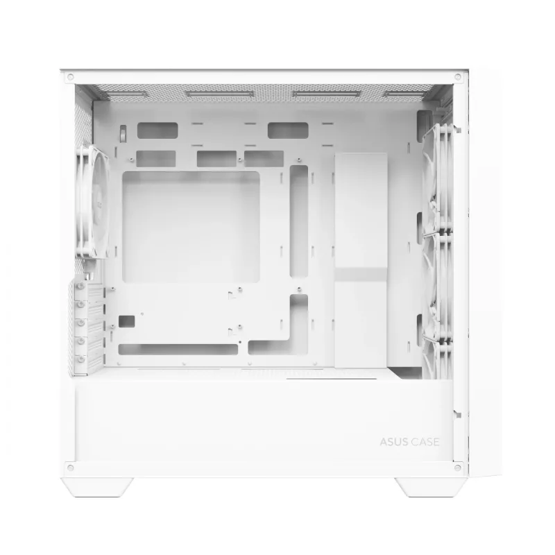 PC-Gehäuse ASUS A21 PLUS Micro ATX weiß — unterstützt Micro ATX/Mini-ITX, 3x120mm Frontlüfter, 1x120mm Hecklüfter, 360mm Frontradiator, GPU bis 380 mm
