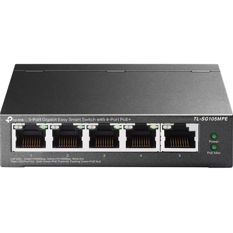 TP-Link 5-Port Gigabit Easy Smart Switch mit 4-Port PoE+, L2, Gigabit Ethernet (10/100/1000), Power over Ethernet (PoE)