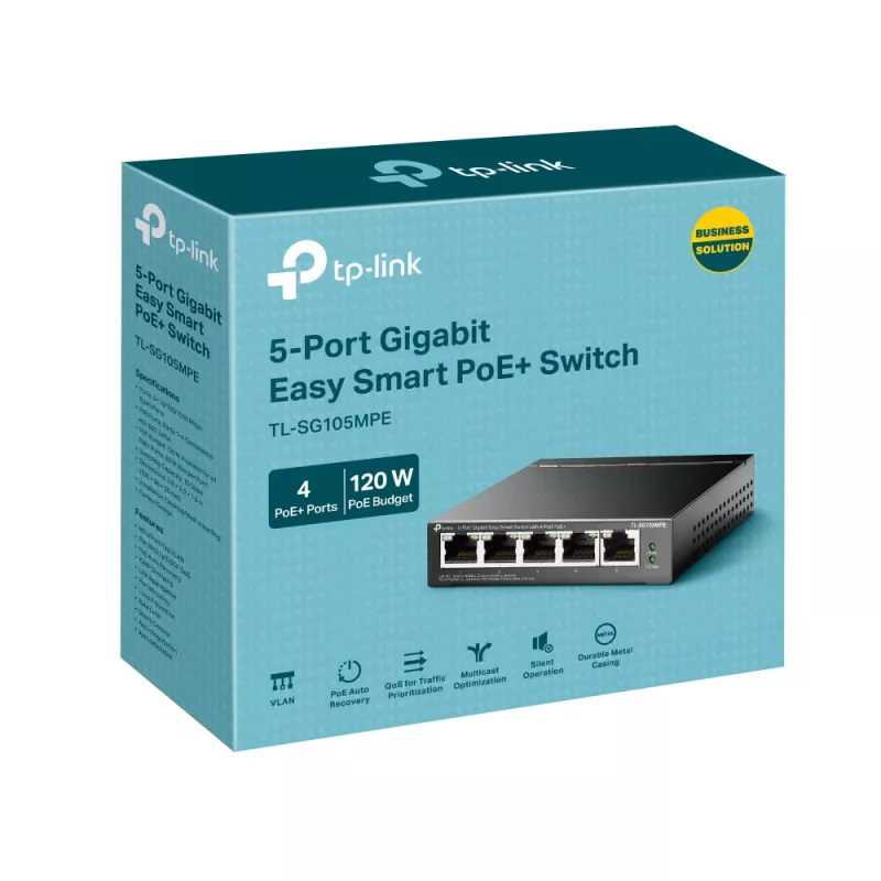 TP-Link 5-Port Gigabit Easy Smart Switch mit 4-Port PoE+, L2, Gigabit Ethernet (10/100/1000), Power over Ethernet (PoE)