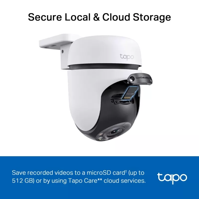 TP-Link Tapo Außen-Pan/Tilt-Sicherheits-Wi-Fi-Kamera, IP-Sicherheitskamera, Innen & Außen, Kabellos, CE, FCC, RoHS, RCM, Deckenmontage, Weiß, Schwarz