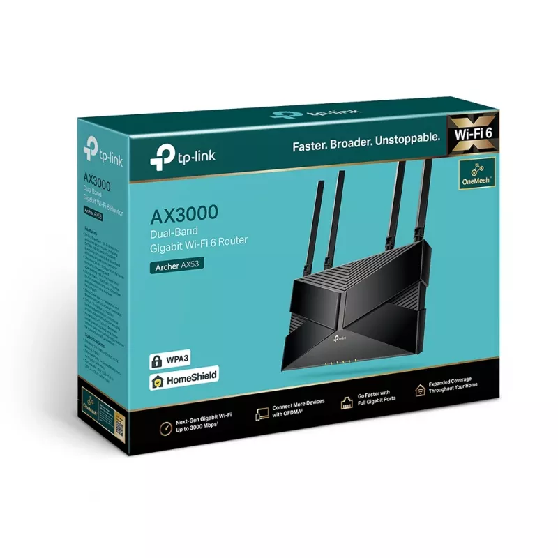 TP-Link Archer AX53 WLAN-Router Gigabit Ethernet Dualband (2,4 GHz / 5 GHz) Schwarz