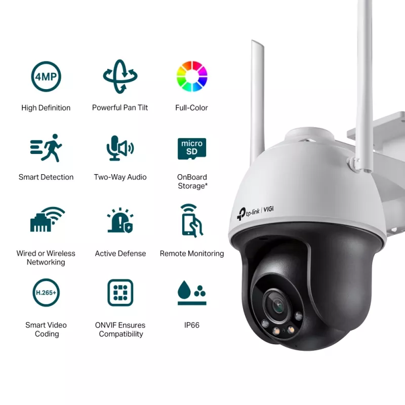 TP-Link VIGI 4MP Außenbereich Full-Color Wi-Fi Pan Tilt Netzwerkkamera