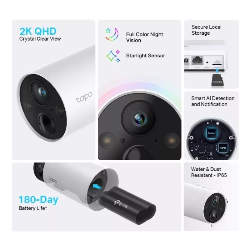 TP-Link Tapo Smartes kabelloses Sicherheitskamerasystem, 2-Kamera-System