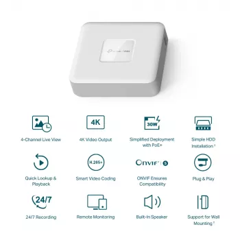 TP-Link VIGI 4-Kanal PoE+ Netzwerk-Videorekorder