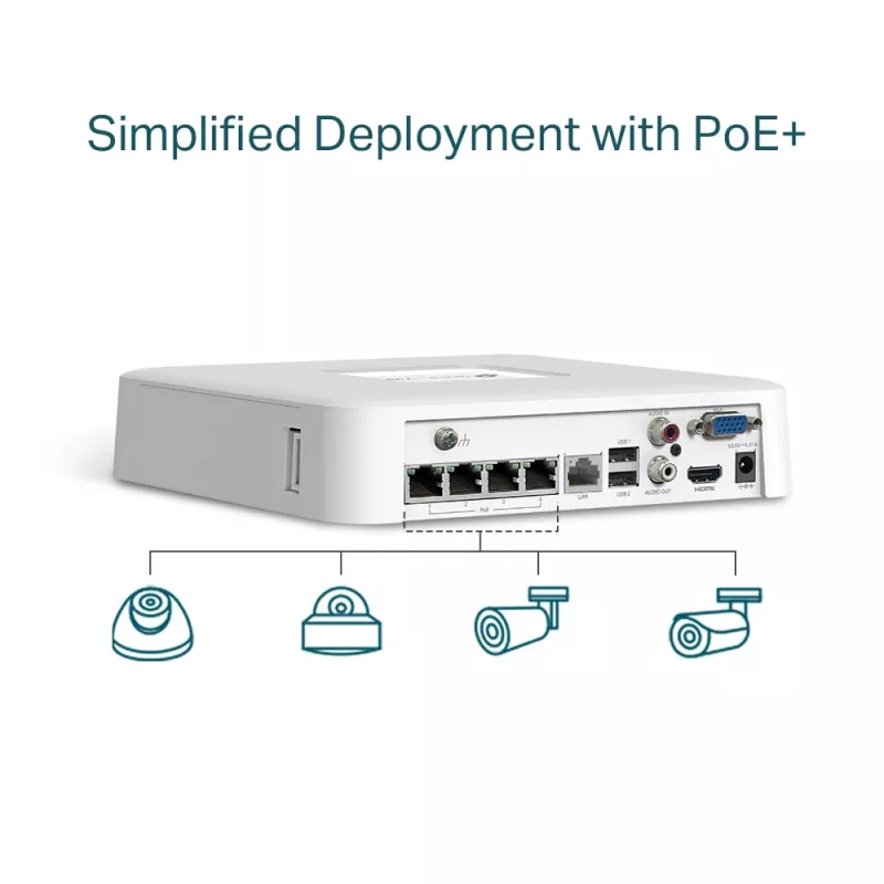 TP-Link VIGI 4-Kanal PoE+ Netzwerk-Videorekorder