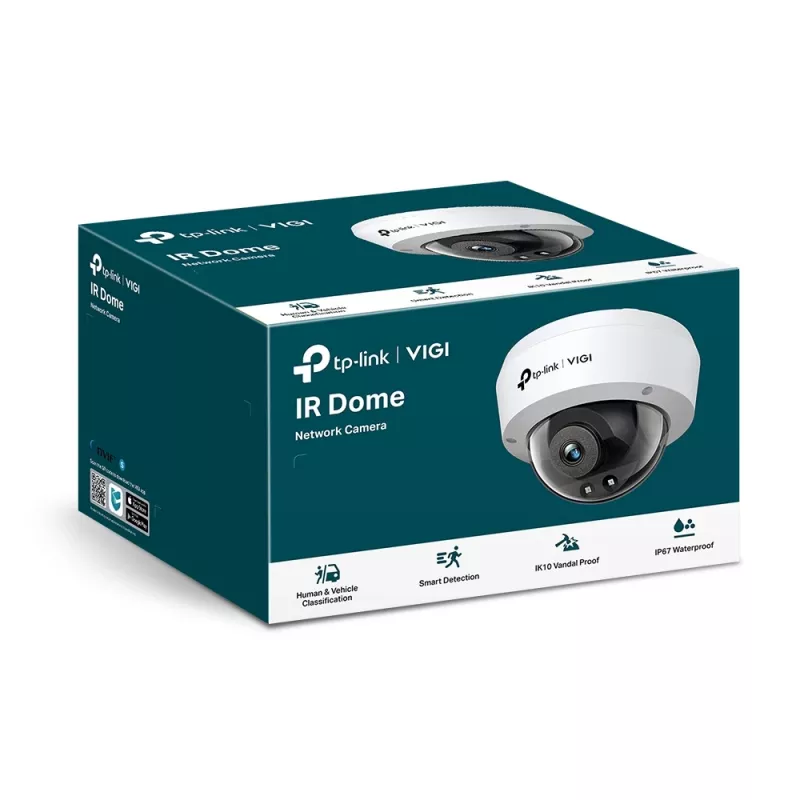 TP-Link VIGI 4MP IR Dome Netzwerkkamera, IP-Sicherheitskamera, Innen & Außen, Kabelgebunden, CE, BSMI, VCCI, ONVIF, Decke/Wand, Schwarz, Weiß