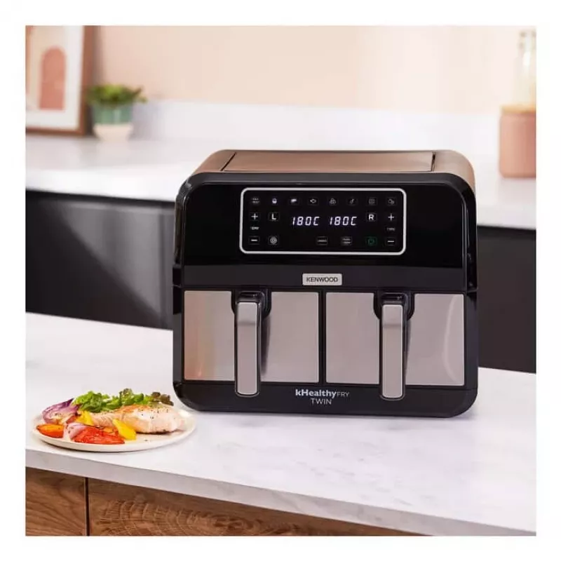 Kenwood HFM20.000MB Fritteuse Doppelt 8 L Freistehend 1700 W Heißluftfritteuse Schwarz