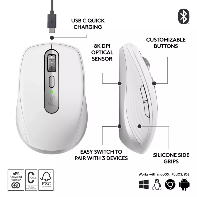 Maus Logitech MX Anywhere 3S RF Wireless + Bluetooth