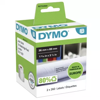DYMO Authentic LabelWriter Großadressetiketten | 36 mm x 89 mm | Selbstklebend | 2 Rollen à 260 (520 Easy-Peel-Etiketten) | für LabelWriter-Etikettendrucker | Hergestellt in Europa
