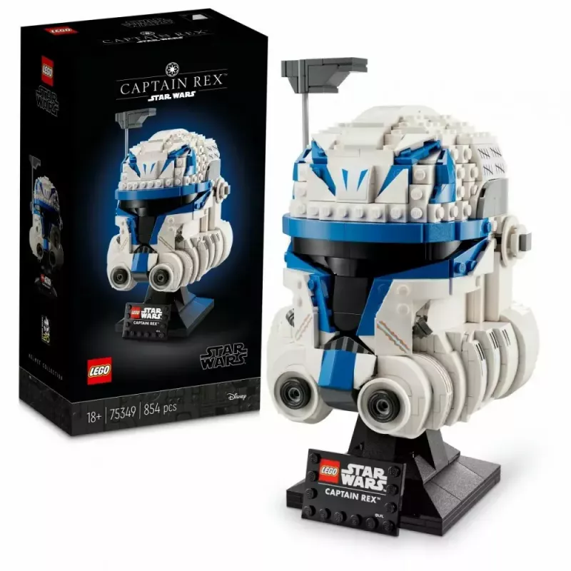 Baubarer Display-Helm LEGO Star Wars Captain Rex 75349 — 854 Teile, Sammlerstück für Erwachsene (18+)