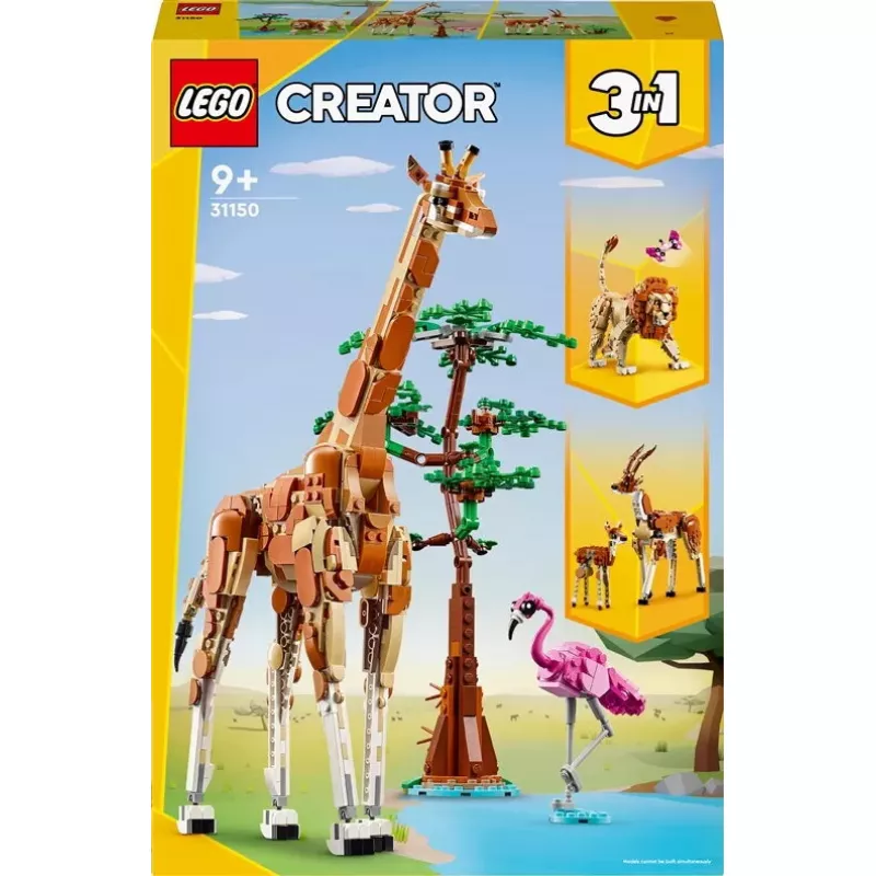 LEGO Creator 3-in-1 baubares Safari-Wildtier-Set 31150 — 780 Teile, Höhe 300 mm, Alter 9+