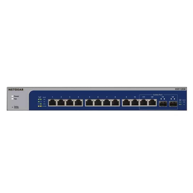 NETGEAR XS512EM Managed L2 10G Ethernet (100/1000/10000) 1U Blau, Grau