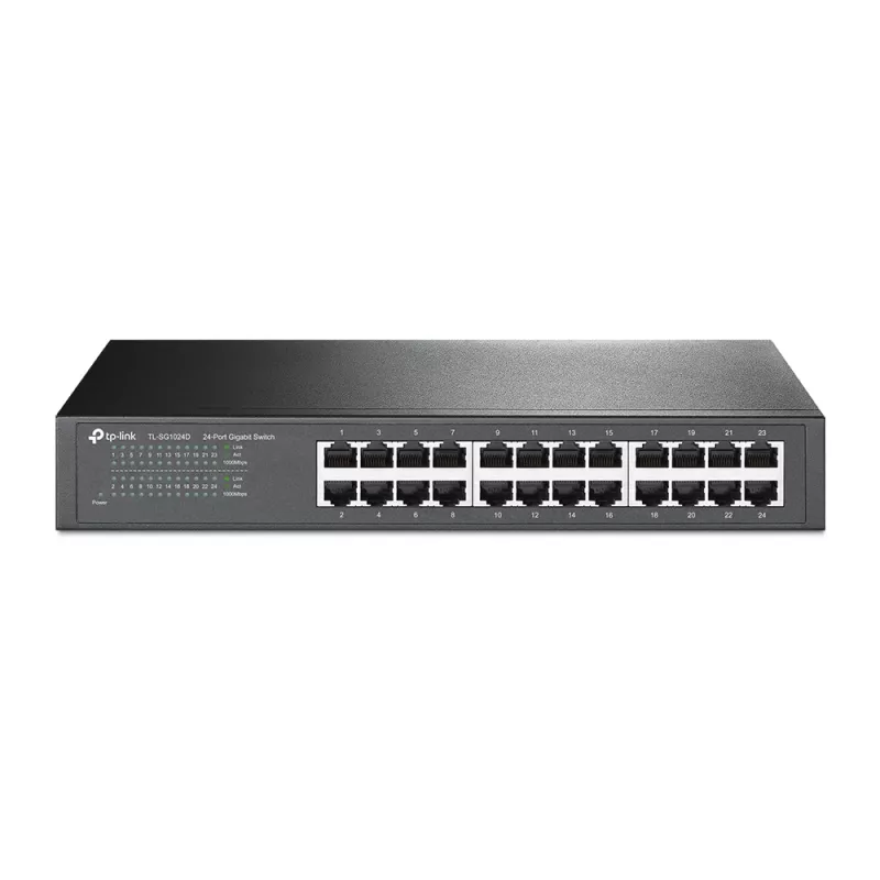 TP-Link 24-Port Gigabit Desktop/Rackmount Netzwerk-Switch, Unmanaged, Gigabit Ethernet (10/100/1000), Vollduplex, Rackmontage