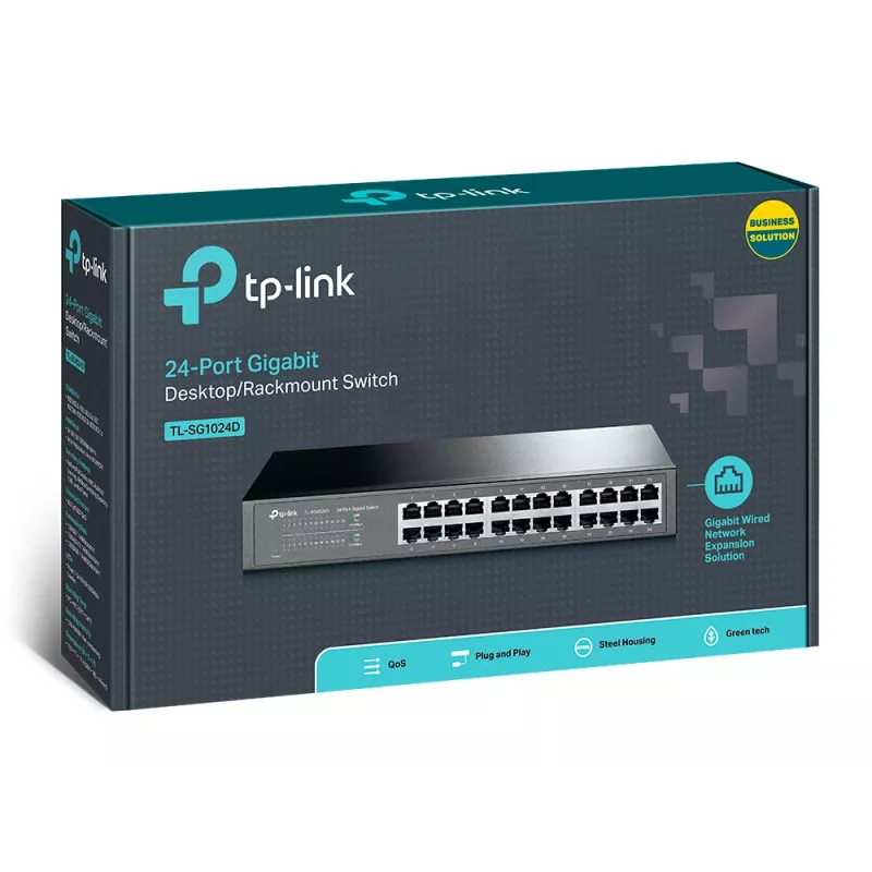 TP-Link 24-Port Gigabit Desktop/Rackmount Netzwerk-Switch, Unmanaged, Gigabit Ethernet (10/100/1000), Vollduplex, Rackmontage