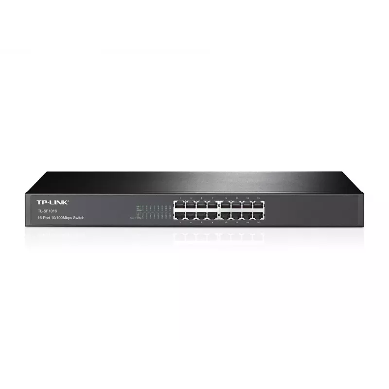 TP-Link 16-Port 10/100Mbps Rackmount Netzwerk-Switch, Unmanaged, Fast Ethernet (10/100), Rackmontage, 1U