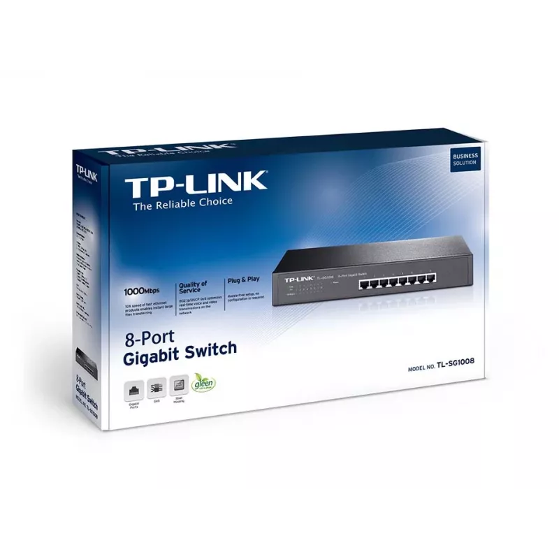 Unmanaged Switch TP-Link TL-SG1008, 8-Port Gigabit Ethernet, 16 Gbit/s
