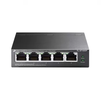 TP-Link 5-Port 10/100Mbps Desktop PoE Switch mit 4-Port, Unmanaged, Fast Ethernet (10/100), Vollduplex, Power over Ethernet (PoE)