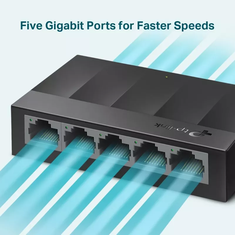 TP-Link 5-Port 10/100/1000Mbps Desktop Network Switch, Unmanaged, Gigabit Ethernet (10/100/1000), Wandmontierbar