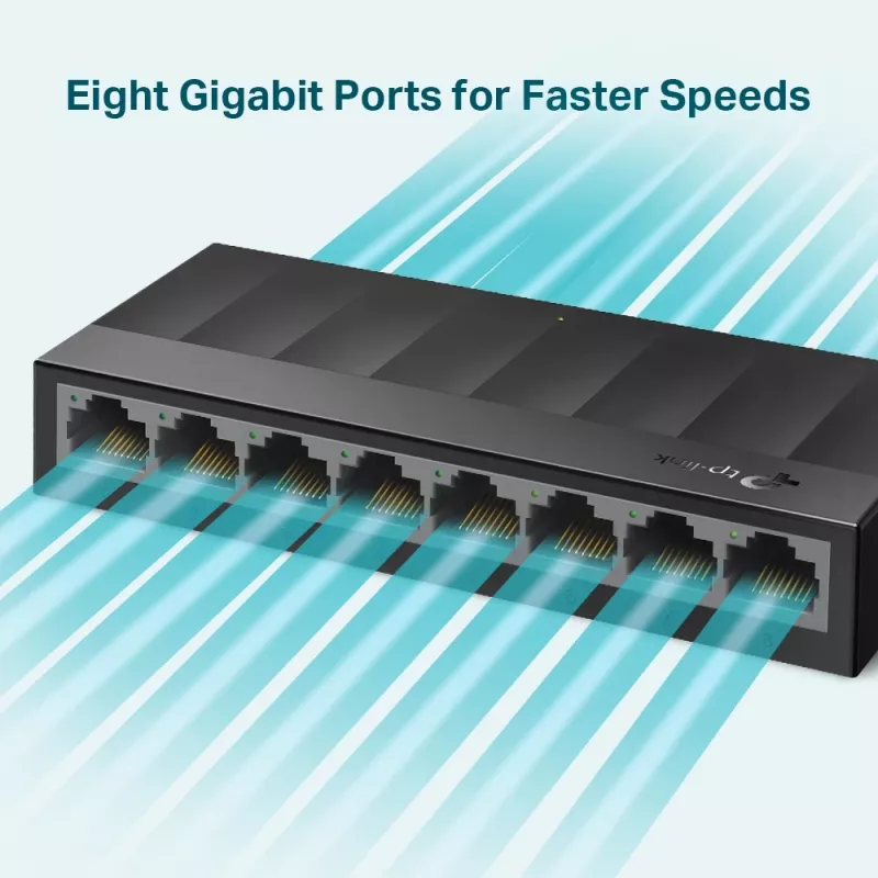 TP-Link 8-Port 10/100/1000Mbps Desktop-Netzwerk-Switch, Unmanaged, Gigabit Ethernet (10/100/1000), wandmontierbar