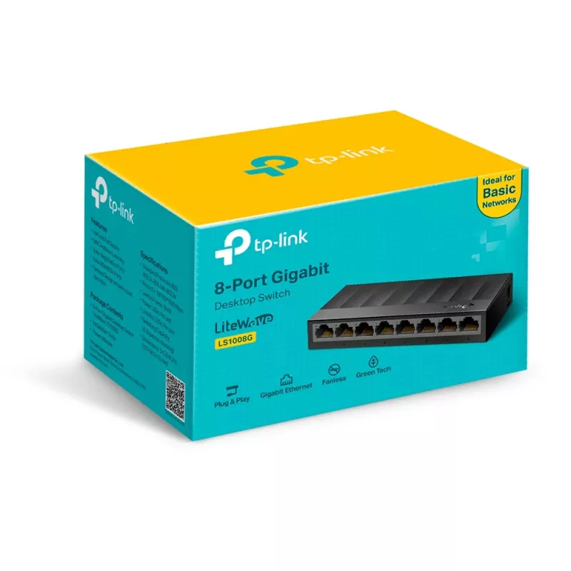 TP-Link 8-Port 10/100/1000Mbps Desktop-Netzwerk-Switch, Unmanaged, Gigabit Ethernet (10/100/1000), wandmontierbar