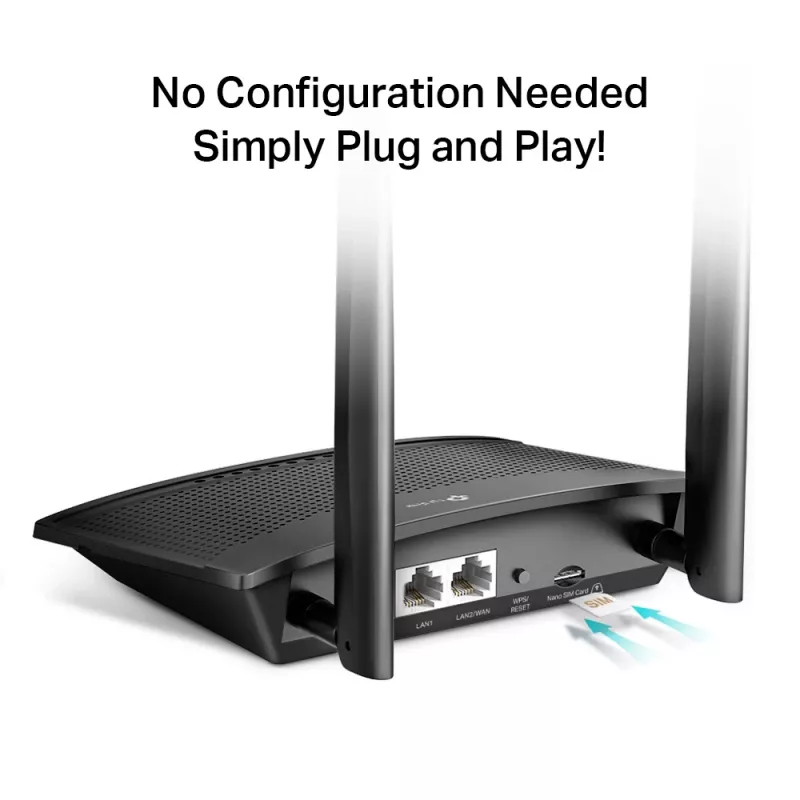 TP-Link TL-MR100 WLAN-Router Fast Ethernet Single-Band (2,4 GHz) 4G Schwarz