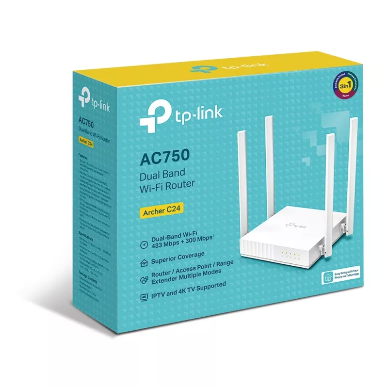 TP-Link ARCHER C24 WLAN-Router Fast Ethernet Dualband (2,4 GHz / 5 GHz) Weiß