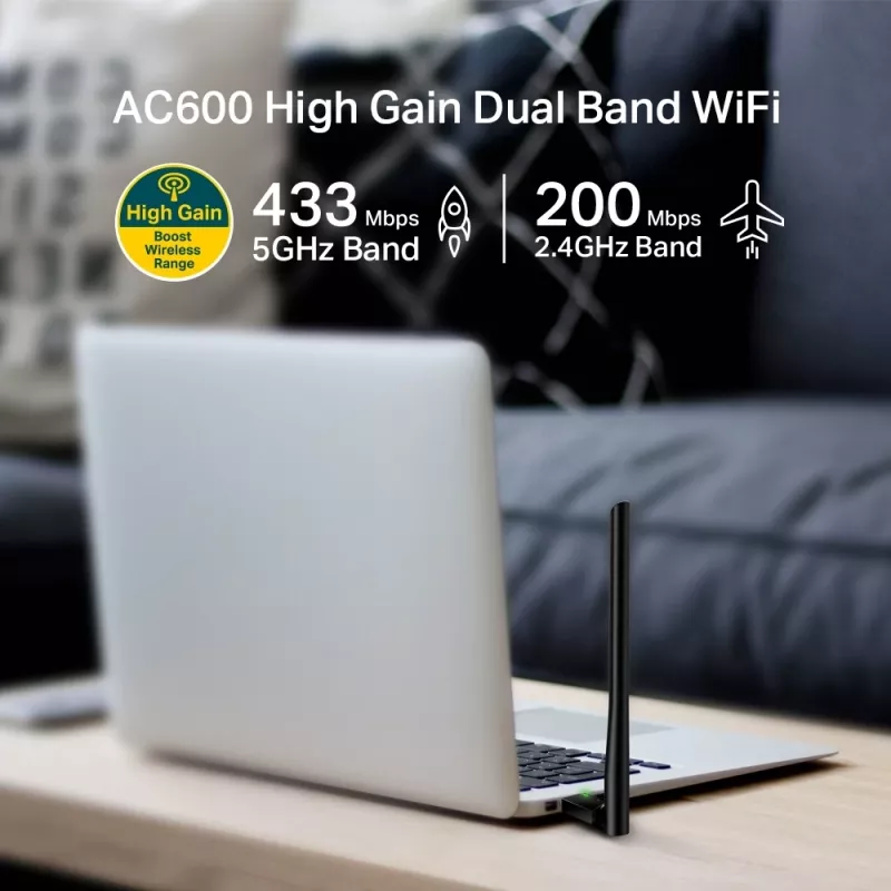 Wireless USB WiFi Adapter TP-Link AC600 High Gain ARCHER T2U PLUS