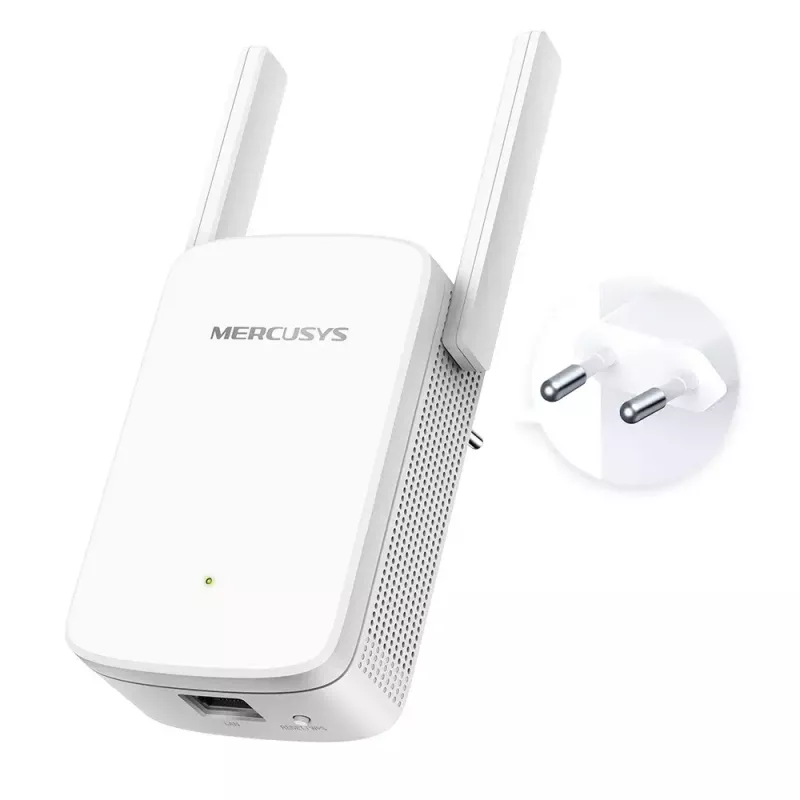 WLAN-Reichweitenverstärker MERCUSYS ME30 AC1200 — Dualband 802.11b/g, 2 externe Antennen, 1x RJ-45