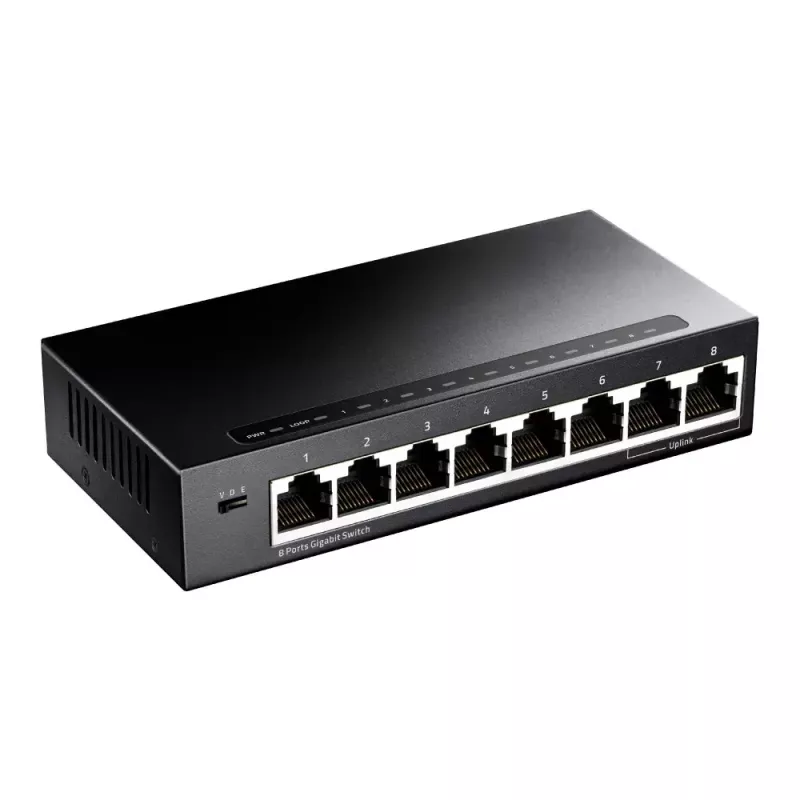 Netzwerk-Switch Cudy GS108 — 8-Port Gigabit Ethernet (10/100/1000), schwarz, 16 Gbit/s Switching-Kapazität