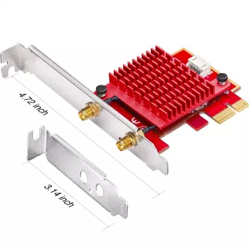 Interne WLAN/Bluetooth PCIe Netzwerkkarte Cudy WE3000S — Tri-Band 2.4/5/6 GHz, Intel AX210, Bluetooth 5.2, 2400 Mbit/s, Full-Height/Low-Profile