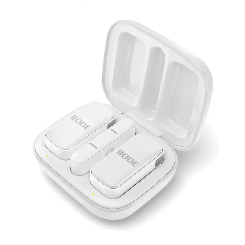 Clip-on-Mikrofon RØDE Wireless Micro — kabelloses USB-Lavalier, 20–20000 Hz, 24-Bit, 100 m Reichweite, weiß