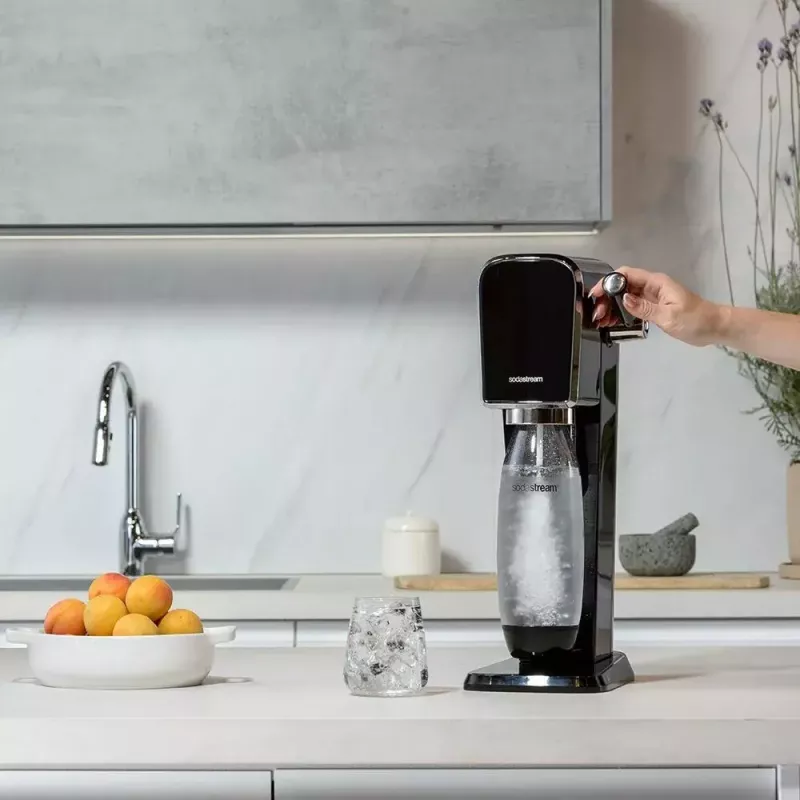 SodaStream ART Schwarz Steel Wassersprudler 1L Carbonator 60L