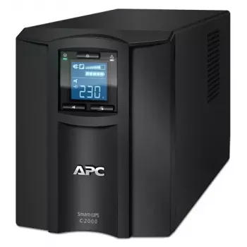 APC Smart-UPS C, Line Interactive, 2000VA, Tower, 230V, 6x IEC C13+1x IEC C19 Ausgänge, USB- und serielle Kommunikation, AVR, Grafik-LCD