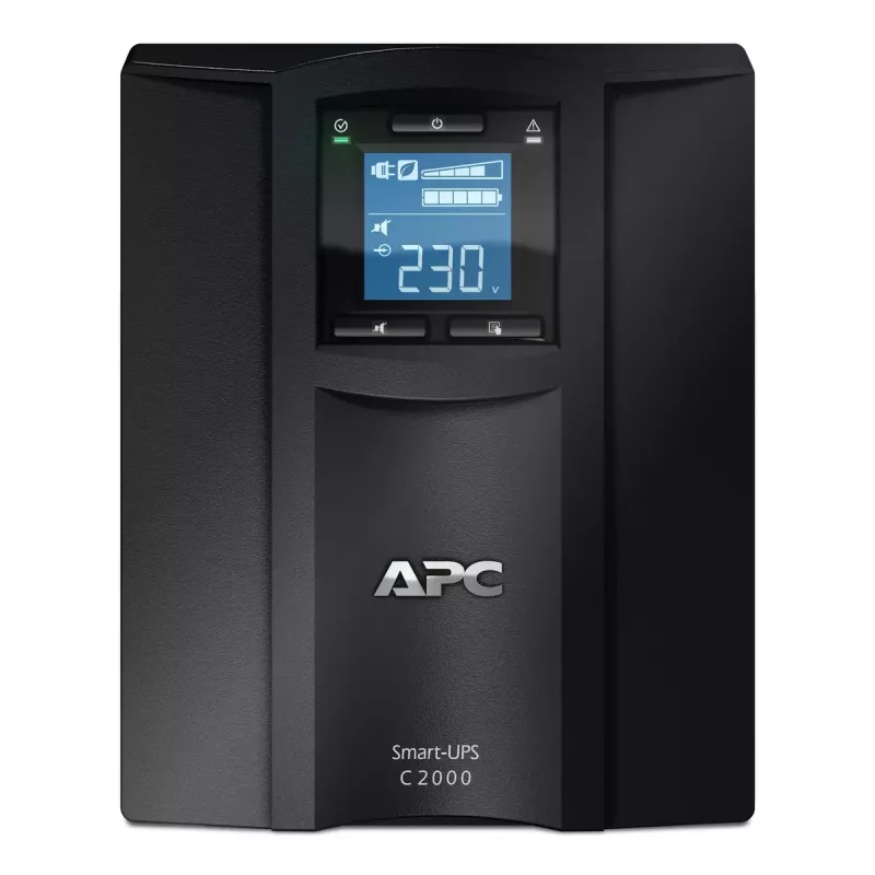 APC Smart-UPS C, Line Interactive, 2000VA, Tower, 230V, 6x IEC C13+1x IEC C19 Ausgänge, USB- und serielle Kommunikation, AVR, Grafik-LCD