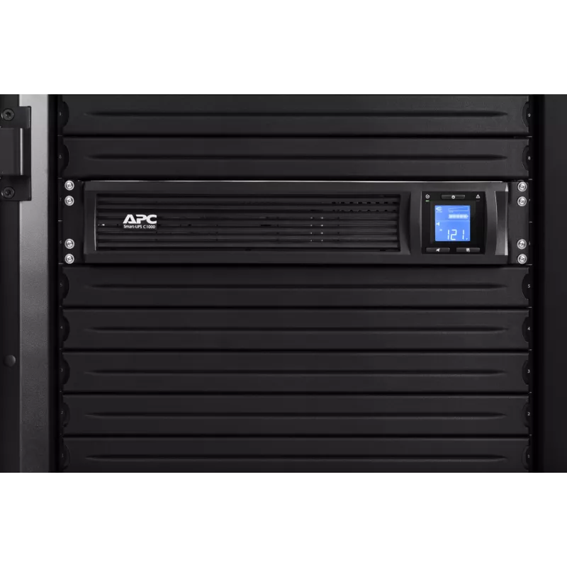 APC Smart-UPS C, Line Interactive, 1000VA, Rackmount 2U, 230V, 4x IEC C13 Ausgänge, SmartConnect Port, USB und serielle Kommunikation, AVR, Grafik-LCD
