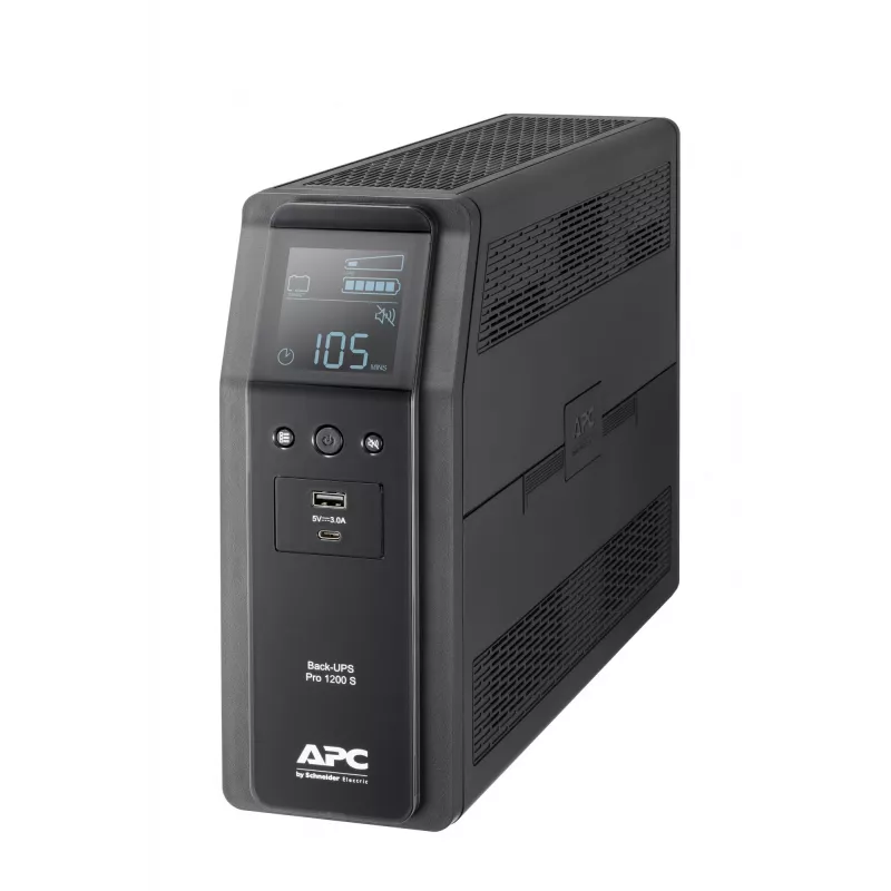 APC Back-UPS Pro, 1200VA/720W, Tower, 230V, 8x IEC C13 Steckdosen, Sinuswelle, AVR, USB Typ A + C Anschlüsse, LCD, Benutzeraustauschbare Batterie