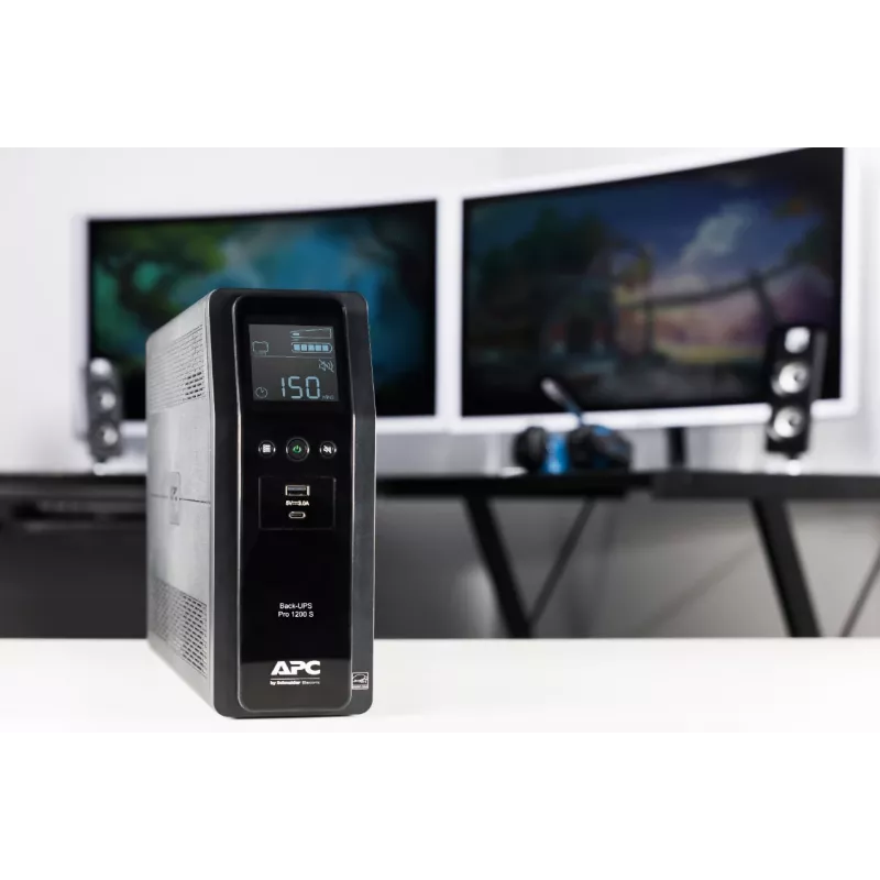 APC Back-UPS Pro, 1200VA/720W, Tower, 230V, 8x IEC C13 Steckdosen, Sinuswelle, AVR, USB Typ A + C Anschlüsse, LCD, Benutzeraustauschbare Batterie