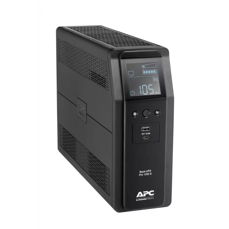 APC Back-UPS Pro, 1200VA/720W, Tower, 230V, 8x IEC C13 Steckdosen, Sinuswelle, AVR, USB Typ A + C Anschlüsse, LCD, Benutzeraustauschbare Batterie