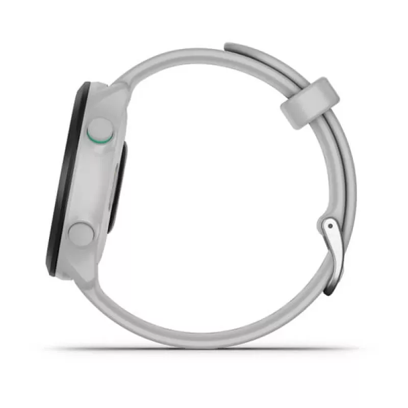 Smartwatch GARMIN Forerunner 55 — 42 mm runde Sportuhr, GPS/GLONASS/Galileo, 14 Tage Akku, 5 ATM, weißes Silikonarmband