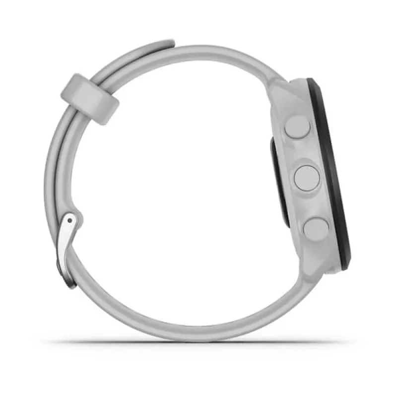 Smartwatch GARMIN Forerunner 55 — 42 mm runde Sportuhr, GPS/GLONASS/Galileo, 14 Tage Akku, 5 ATM, weißes Silikonarmband