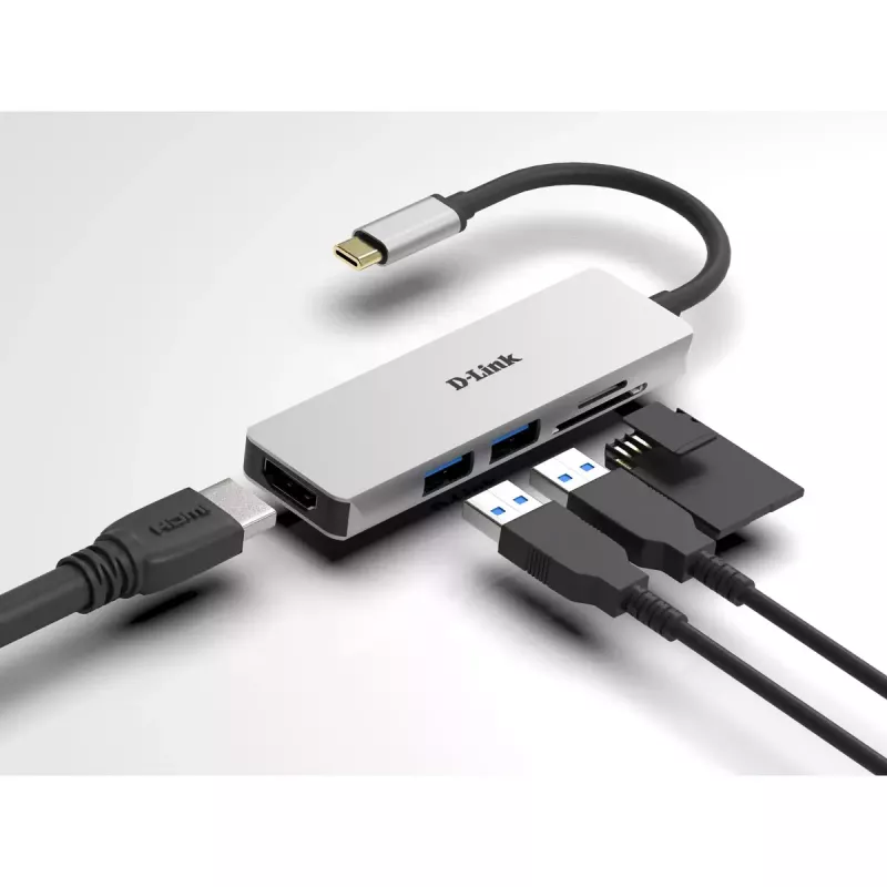 D-Link 5-in-1 USB-C Hub mit HDMI und SD/microSD-Kartenleser